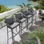 Paca Outdoor Patio Bar Chair 4 Chairs For Balcony Braided & Rope - Image 3