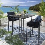 Beatriz Outdoor Patio Bar Set 2 Chairs and 1 Table Set Braided & Rope - Image 2