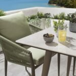 Bernardo Outdoor Patio Seating Set 2 Chairs and 1 Table Set (Beige+Green) Braided & Rope - Image 3