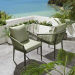 Bernardo Outdoor Patio Seating Set 2 Chairs and 1 Table Set (Beige+Green) Braided & Rope - Image 7