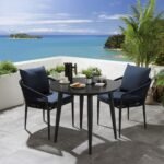 Luis Outdoor Patio Seating Set 2 Chairs and 1 Table Set (Black+Blue) Braided & Rope - Image 3