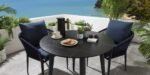 Luis Outdoor Patio Seating Set 2 Chairs and 1 Table Set (Black+Blue) Braided & Rope - Image 2