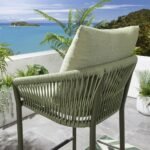 Rocío Outdoor Patio Bar Set 4 Chairs and 1 Table Set (Green) Braided & Rope - Image 7