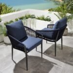 Hernando Outdoor Garden Patio Dining Set 4 Chairs and 1 Table Set (Blue+Black) Braided & Rope - Image 6