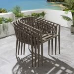 Carlos Outdoor Garden Patio Dining Set 4 Chairs and 1 Table Set Braided & Rope - Image 10