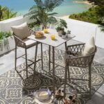 Teófila Outdoor Patio Bar Set 2 Chairs and 1 Table Set Braided & Rope - Image 2