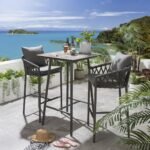 Teófila Outdoor Patio Bar Set 2 Chairs and 1 Table Set Braided & Rope - Image 8