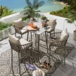 Verónica Outdoor Patio Bar Set 4 Chairs and 1 Table Set Braided & Rope - Image 9