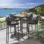 Verónica Outdoor Patio Bar Set 4 Chairs and 1 Table Set Braided & Rope - Image 2