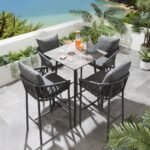 Verónica Outdoor Patio Bar Set 4 Chairs and 1 Table Set Braided & Rope - Image 3