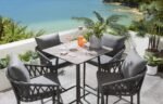 Verónica Outdoor Patio Bar Set 4 Chairs and 1 Table Set Braided & Rope - Image 4