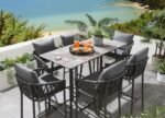 Rafaela Outdoor Patio Bar Set 6 Chairs and 1 Table Set Braided & Rope - Image 5
