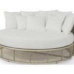 Cajetan Outdoor Poolside Sunbed With Cushion Daybed (Beige + White)