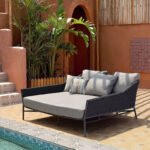 Nero Outdoor Poolside Sunbed With Cushion Daybed (Black) Braided & Rope