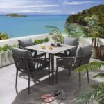 Carlos Outdoor Garden Patio Dining Set 4 Chairs and 1 Table Set Braided & Rope - Image 11