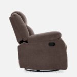 Avalon - Rocking & Rotating Single Seater Fabric Recliner In Dark Brown Colour - Image 12