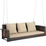 Nioga Three Seater Hanging Swing Without Stand For Balcony , Garden Swing (Brown)