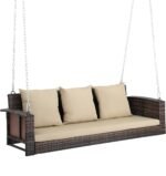 Nioga Three Seater Hanging Swing Without Stand For Balcony , Garden Swing (Brown)