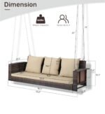 Nioga Three Seater Hanging Swing Without Stand For Balcony , Garden Swing (Brown) - Image 5
