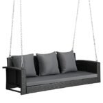 Vito Three Seater Hanging Swing Without Stand For Balcony , Garden Swing (Black)