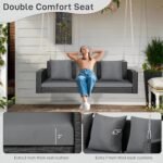 Vito Three Seater Hanging Swing Without Stand For Balcony , Garden Swing (Black) - Image 3