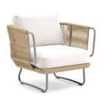 Hancy Outdoor Sofa Set 6 Seater , 2 Ottoman and 1 Center Table + 1 side table Set  (Tan + Beige) Braided & Rope - Image 7